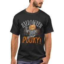 Spooky Pumpkin Skeleton Halloween T-Shirt | Funny
