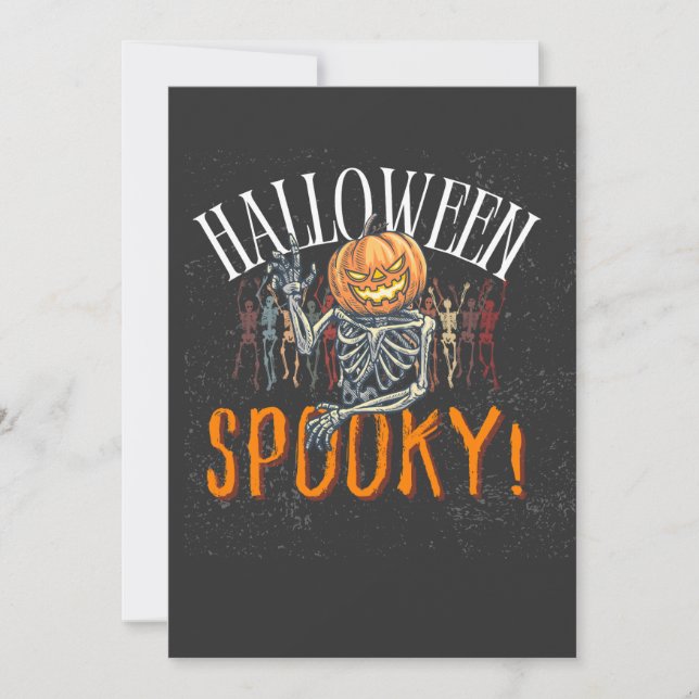Spooky Pumpkin Skeleton Halloween T-Shirt | Funny  Invitation (Front)
