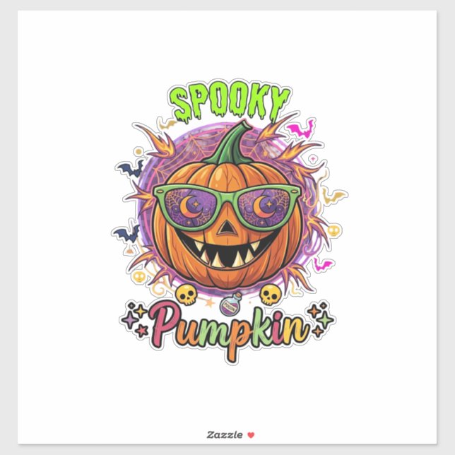 Spooky Pumpkin Sunglasses Moon Cobwebs Skulls (Sheet)