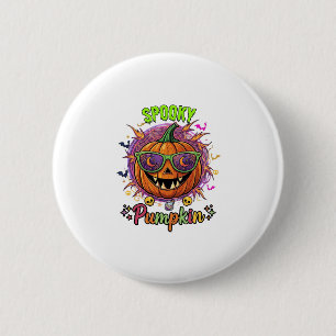 Spooky Pumpkin Sunglasses Moon Cobwebs Skulls 6 Cm Round Badge