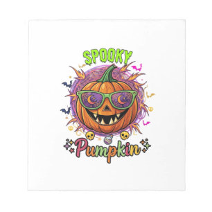 Spooky Pumpkin Sunglasses Moon Cobwebs Skulls Notepad