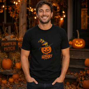 Spooky Pumpkin Witch Hat Men’s Halloween T-Shirt