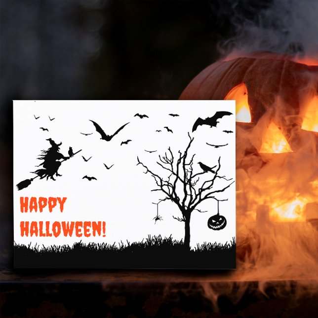 Spooky pumpkin witch orange postcard (Creator Uploaded)
