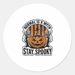 Spooky Pumpkin Witch Vintage Engraving Halloween S Classic Round Sticker