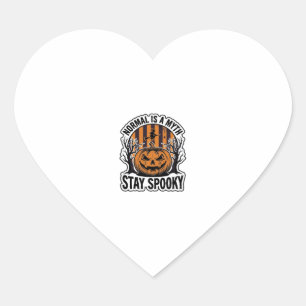 Spooky Pumpkin Witch Vintage Engraving Halloween S Heart Sticker