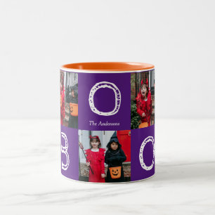 Spooky Pumpkins Halloween Family Photo Collage Two-Tone Coffee Mug