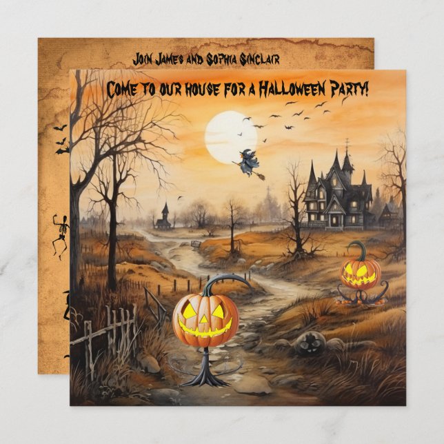 Spooky Pumpkins Halloween Party Invitation (Front/Back)