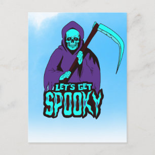 Spooky Purple Grim Reaper - Unique Halloween Decor Holiday Postcard