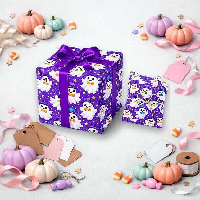 Spooky Purple Watercolor Ghost Wrapping Paper Sheet (Creator Uploaded)