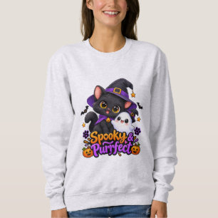 Spooky & Purrfect Cute Black Cat Halloween Sweatsh Sweatshirt