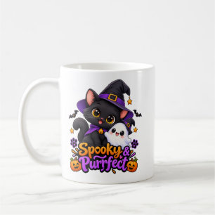 Spooky & Purrfect Halloween Black Cat Ghost Mug
