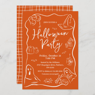 Spooky Quirky Hand Drawn Doodle Halloween Party Invitation