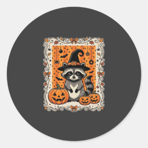 Spooky Racoon Halloween Pumpkin Design_1 Classic Round Sticker