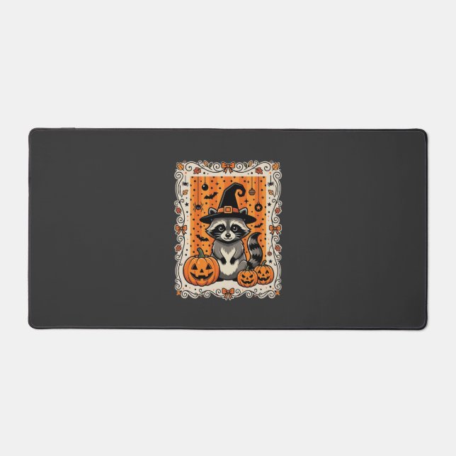 Spooky Racoon Halloween Pumpkin Design_1 Desk Mat (Front)