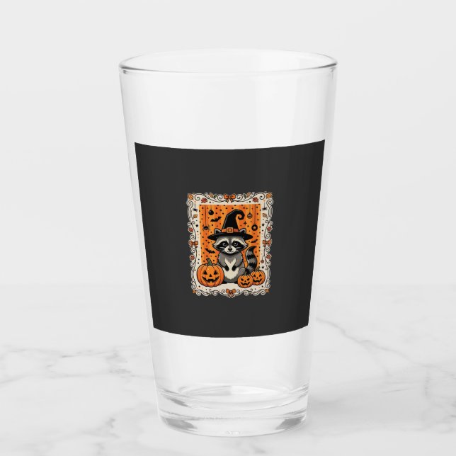 Spooky Racoon Halloween Pumpkin Design_1 Glass (Front)