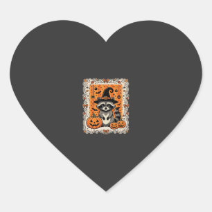 Spooky Racoon Halloween Pumpkin Design_1 Heart Sticker