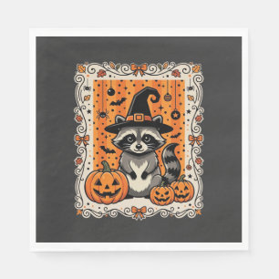 Spooky Racoon Halloween Pumpkin Design_1 Napkin