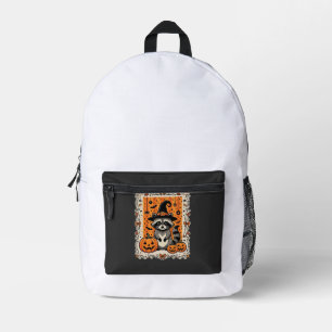 Spooky Racoon Halloween Pumpkin Design_1 Printed Backpack