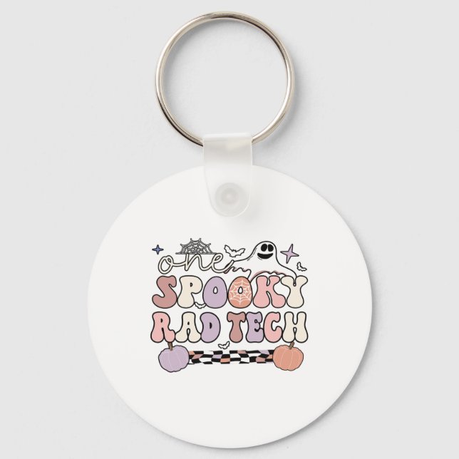 Spooky Radiology Tech Halloween Rad Technologist R Key Ring (Front)