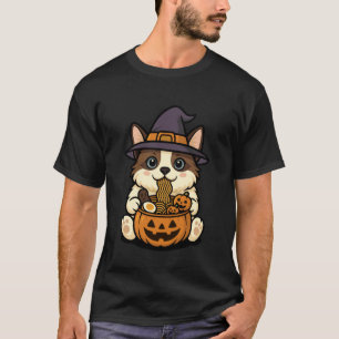 Spooky Ragdoll Cat Pumpkin Japanese Ramen Noodles T-Shirt