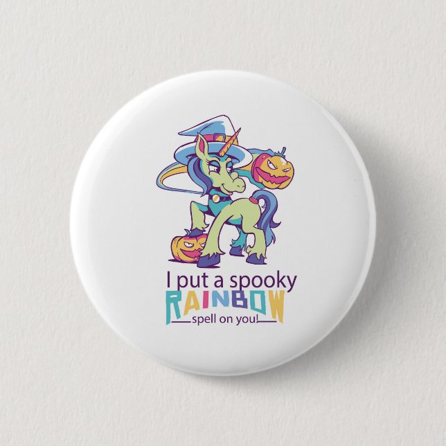 Spooky Rainbow Spell Halloween Unicorn Witch 6 Cm Round Badge (Front)