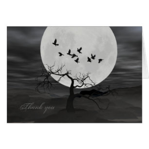 Spooky Ravens Flying Against the Full Moon