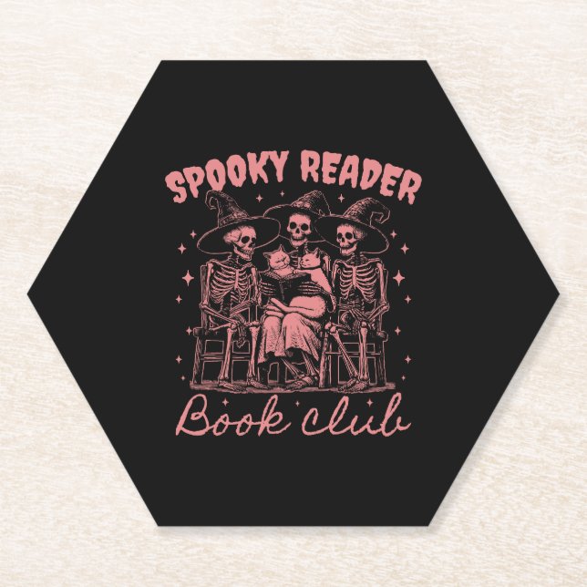 Spooky Reader Book Club D Red Paper Coaster (Front)