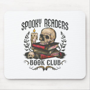 Spooky Readers Book Club Horror Skull Halloween Mouse Pad