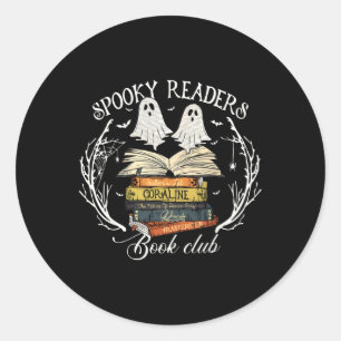 Spooky Readers Book Club Teacher Funny Ghost Happy Classic Round Sticker