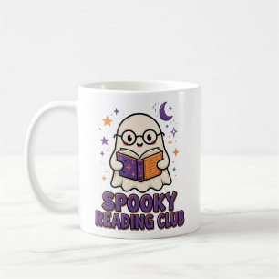 Spooky Reading Club Cute Ghost Reading Book Coffee Mug