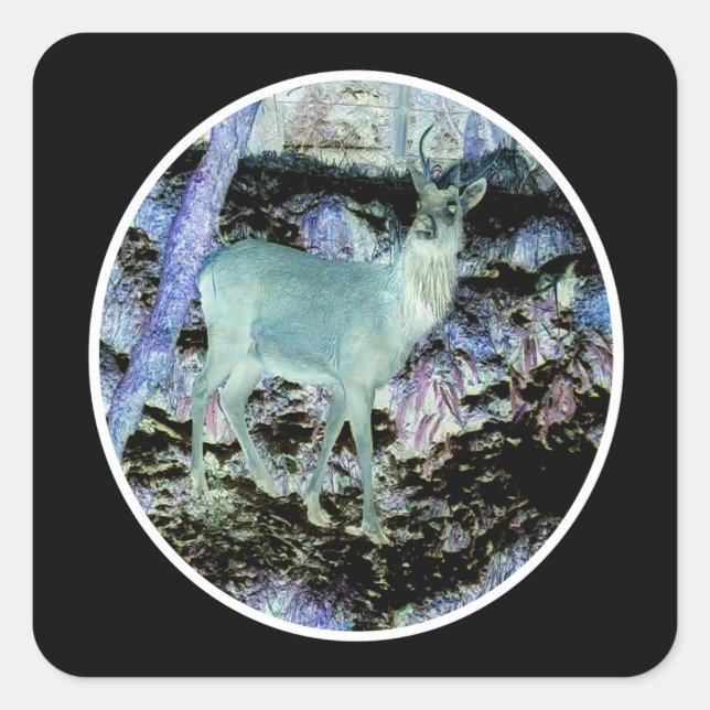 Spooky Red Deer Stag  Square Sticker (Front)