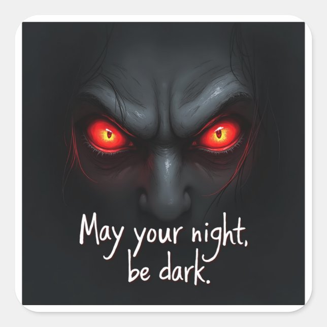 Spooky Red Eyes Design Square Sticker (Front)