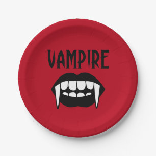 Spooky Red Vampire Halloween  Paper Plate