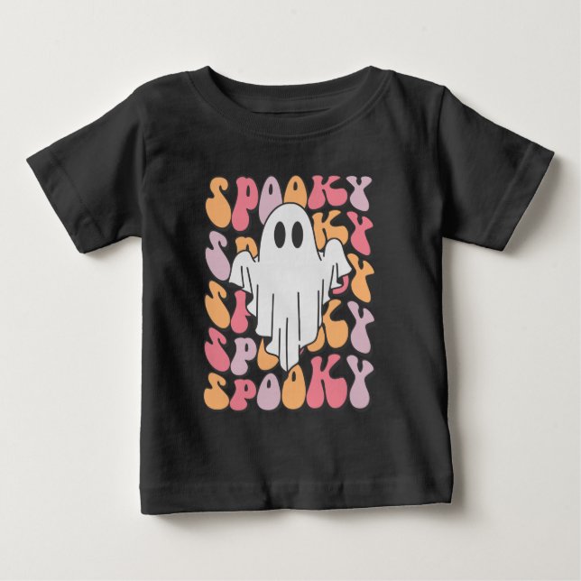 Spooky Retro Ghost Baby T-Shirt (Front)