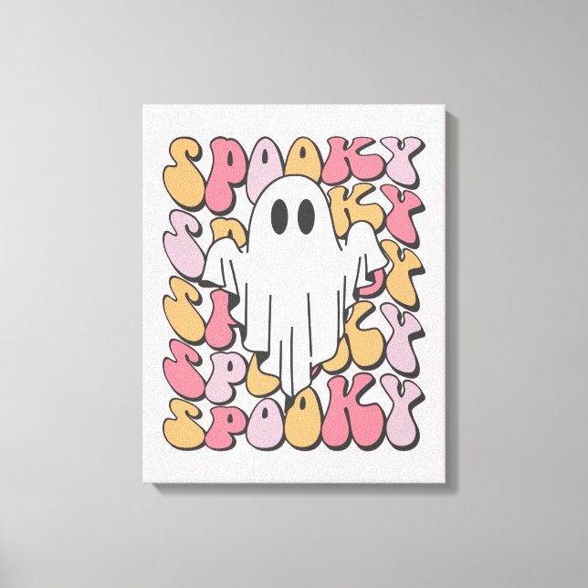 Spooky Retro Ghost Canvas Print (Front)