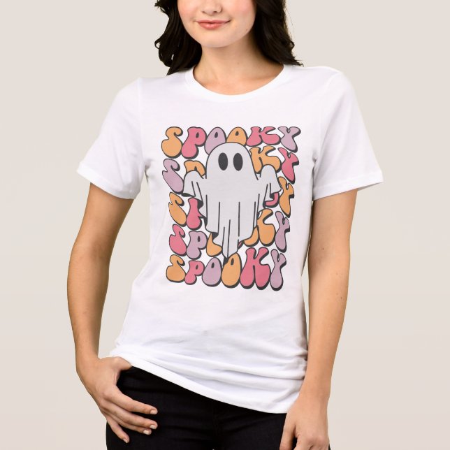 Spooky Retro Ghost Tri-Blend Shirt (Front)