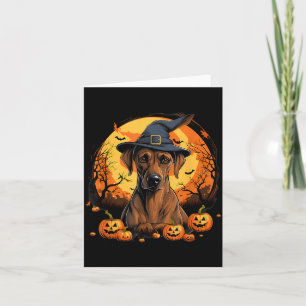 Spooky Rhodesian Ridgeback Dog Witch Halloween Card