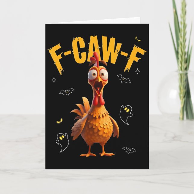 Spooky Rooster F-caw-f Ghost  Card (Front)