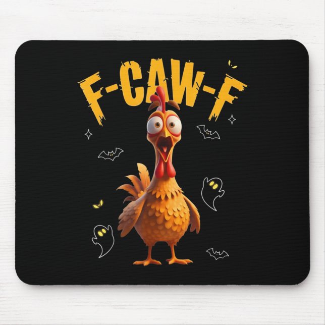 Spooky Rooster F-caw-f Ghost  Mouse Pad (Front)