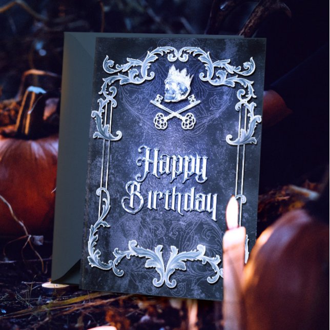 Spooky Royal Silver Vintage Gothic Skull King Card (Creator Uploaded)