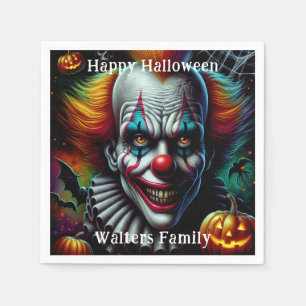 Spooky Scary Clown Halloween Party Personalised Napkin