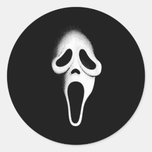 Spooky Scary Ghost Face Horror Party Mask Hallowee Classic Round Sticker
