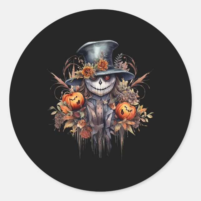 Spooky Scary Halloween Ghost  Classic Round Sticker (Front)