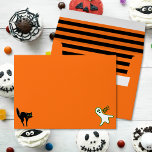 Spooky Scary Orange Halloween Party Return Address Envelope<br><div class="desc">Create your own custom, personalised, fun, creepy spooky black cat, cute scary ghost, black flying witch on broom halloween orange black and white, family name return address, smooth, classic, matte, birthday / costume / office party invitation / wedding invitation / greeting card / mail envelopes. Simply enter your name /...</div>