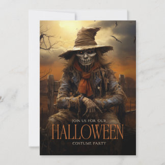 Spooky Scary Scarecrow Adult Halloween Party Invitation