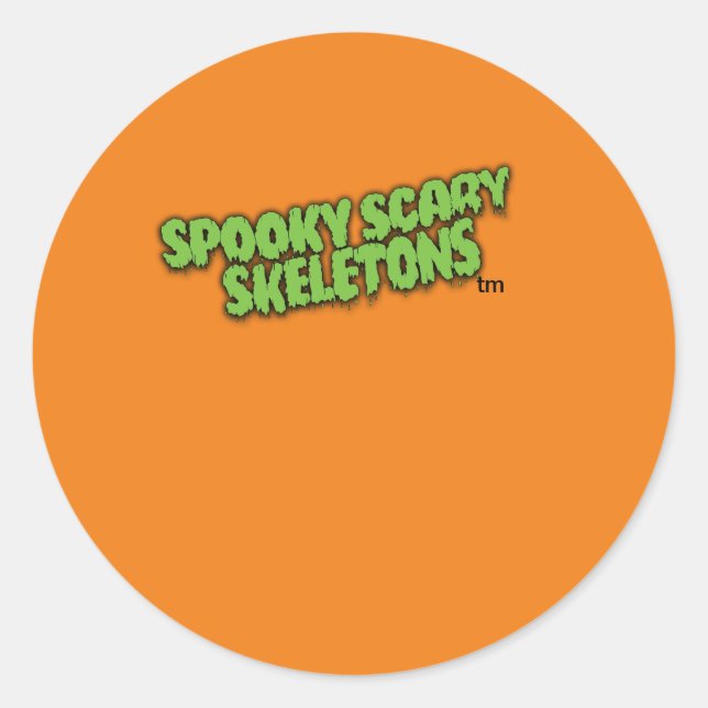 Spooky Scary Skeletons Orange Sticker! Classic Round Sticker (Front)