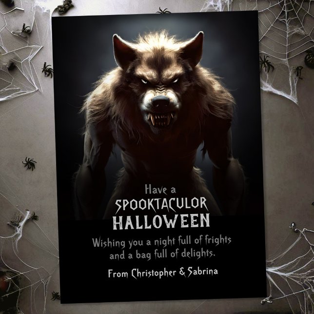 Spooky Scary Werewolf Halloween Greeting Holiday Card (Creator Uploaded)
