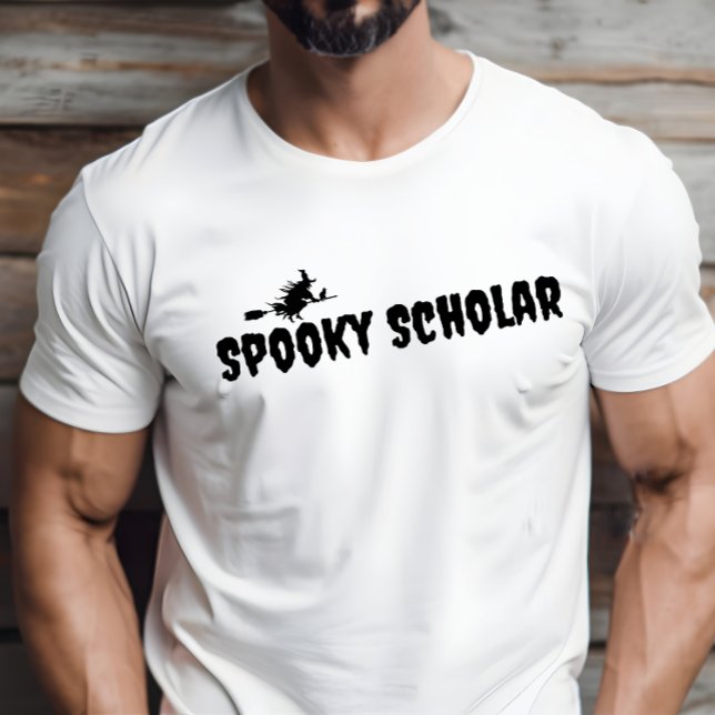 Spooky Scholar black typography halloween witch T-Shirt (Creator Uploaded)