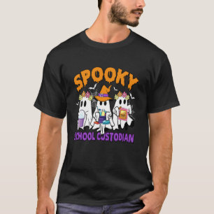 Spooky School Custodian Funny Ghost Halloween T-Shirt