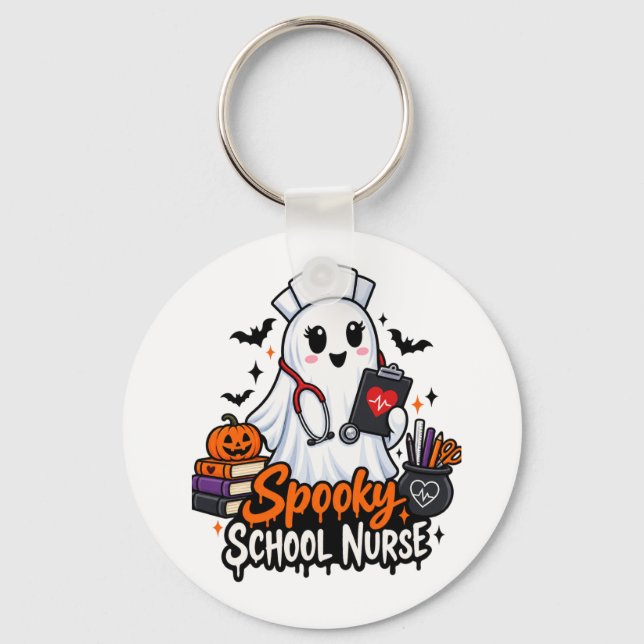 . Spooky School Nurse Key Ring (Front)